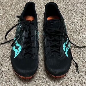 Saucony Black and Teal Athletic Shoes - track spikes